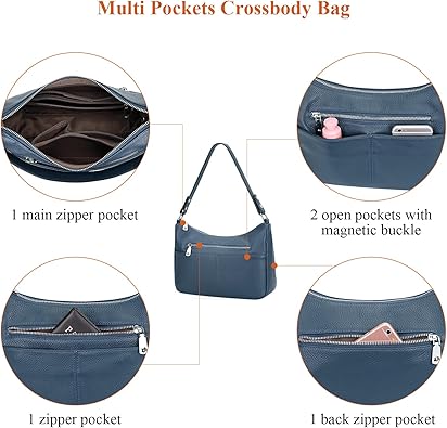 Soft Leather Handbags for Women Crossbody Purses Multi Pockets Shoulder Bags Messenger Bag Medium
