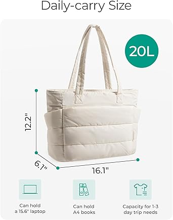 Tote Bag for Women, Lightweight Puffy Tote Bag with Compartments Quilted Shoulder Bag Handbag for Travel, Work, Gym