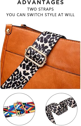 Vegan Leather Crossbody Bags for Women, Crossbody Purse with Guitar Strap Zipped Pockets Handbag Shoulder Bag 4.5
