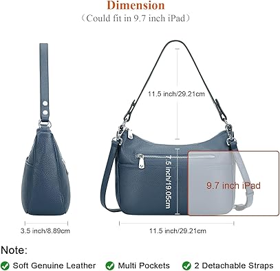 Soft Leather Handbags for Women Crossbody Purses Multi Pockets Shoulder Bags Messenger Bag Medium