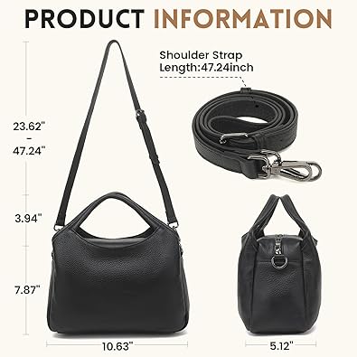 Genuine Leather Purses for Women, Crossbody Shoulder Bags with Top-Handle, Tote Satchel Handbags