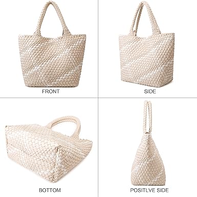 Fashion Woven Tote Bag for Women, Shopper Bag Soft Vegan Leather Hand-woven Handbag with Purse