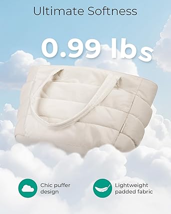 Tote Bag for Women, Lightweight Puffy Tote Bag with Compartments Quilted Shoulder Bag Handbag for Travel, Work, Gym