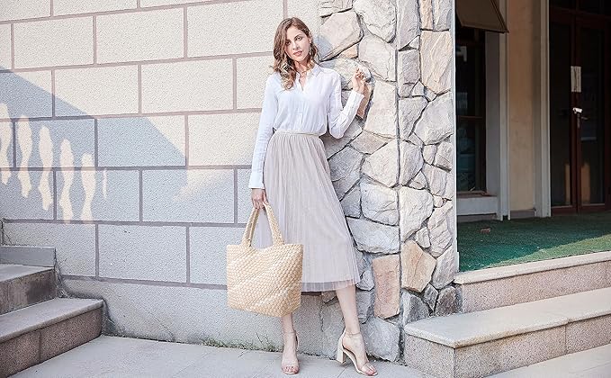 Fashion Woven Tote Bag for Women, Shopper Bag Soft Vegan Leather Hand-woven Handbag with Purse