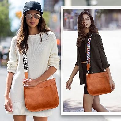 Vegan Leather Crossbody Bags for Women, Crossbody Purse with Guitar Strap Zipped Pockets Handbag Shoulder Bag 4.5